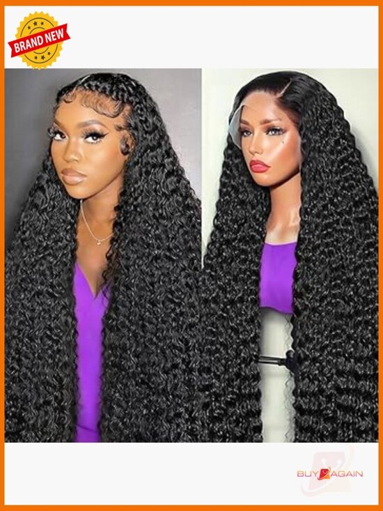 34 Inch Deep Wave Lace Front Wig Human Hair 13x6 HD Pre Plucked 200 Density main image 5